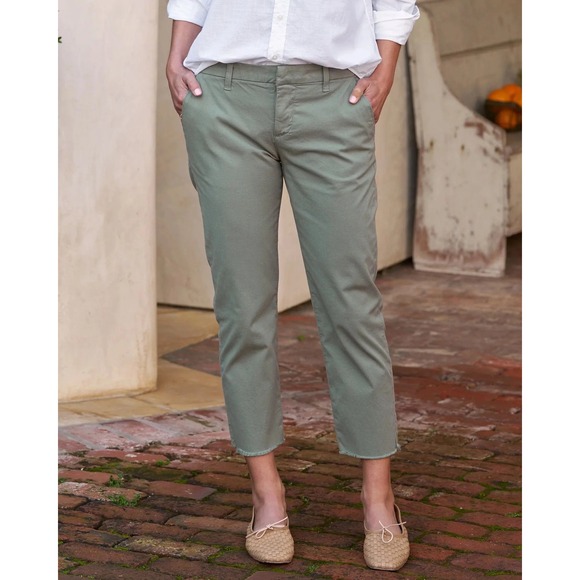 Frank & Eileen Wicklow Italian Chinos‎ Rosemary Green Cropped Pants Women's Sz 4
